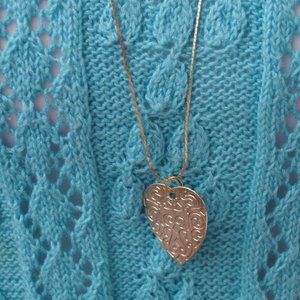 Vintage Valentine Gold Plated Craved Heart Necklace